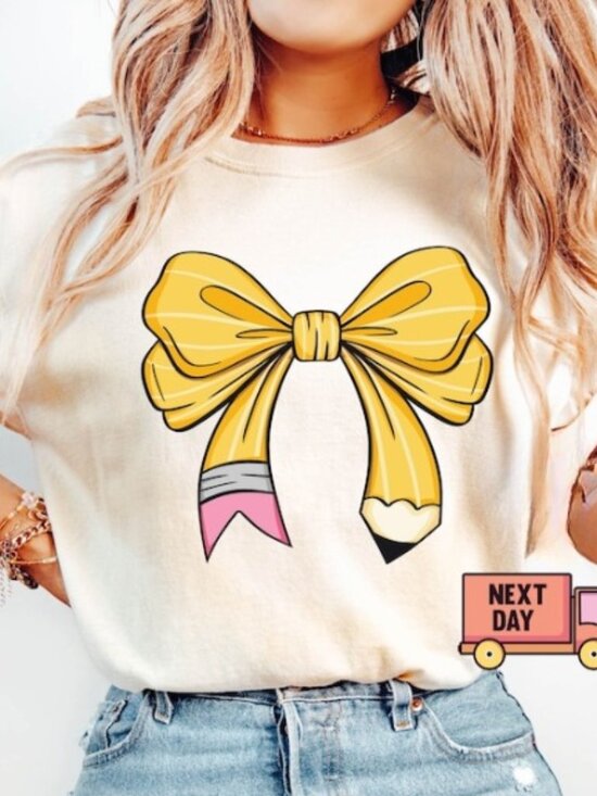 Other - Coquette Teacher Shirt, Coquette Pencil Bow T-Shirt